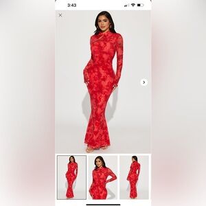 Fashion Nova Red Mock Neck Bodycon Dress